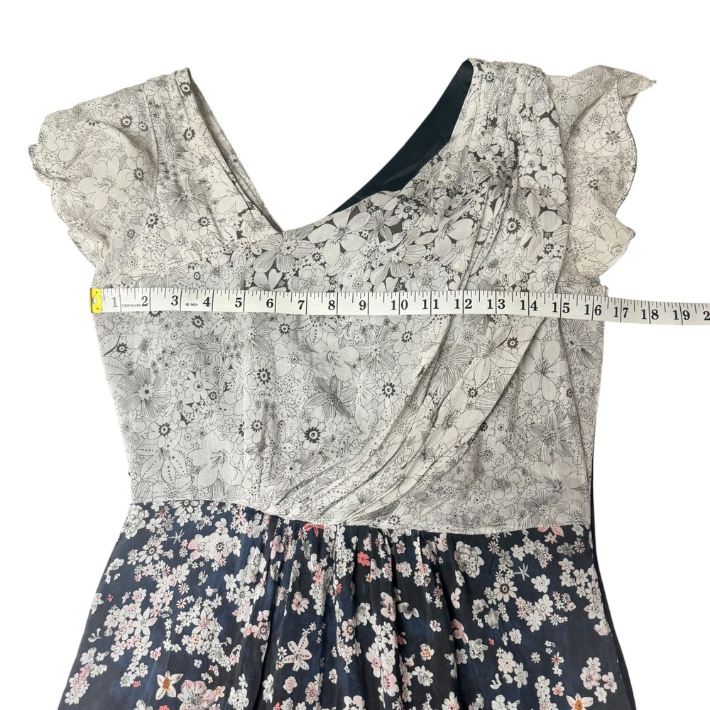 MM Couture Miss Me 100% Silk Floral Mini Dress Draped Surplice Coquette S - Picture 10 of 12